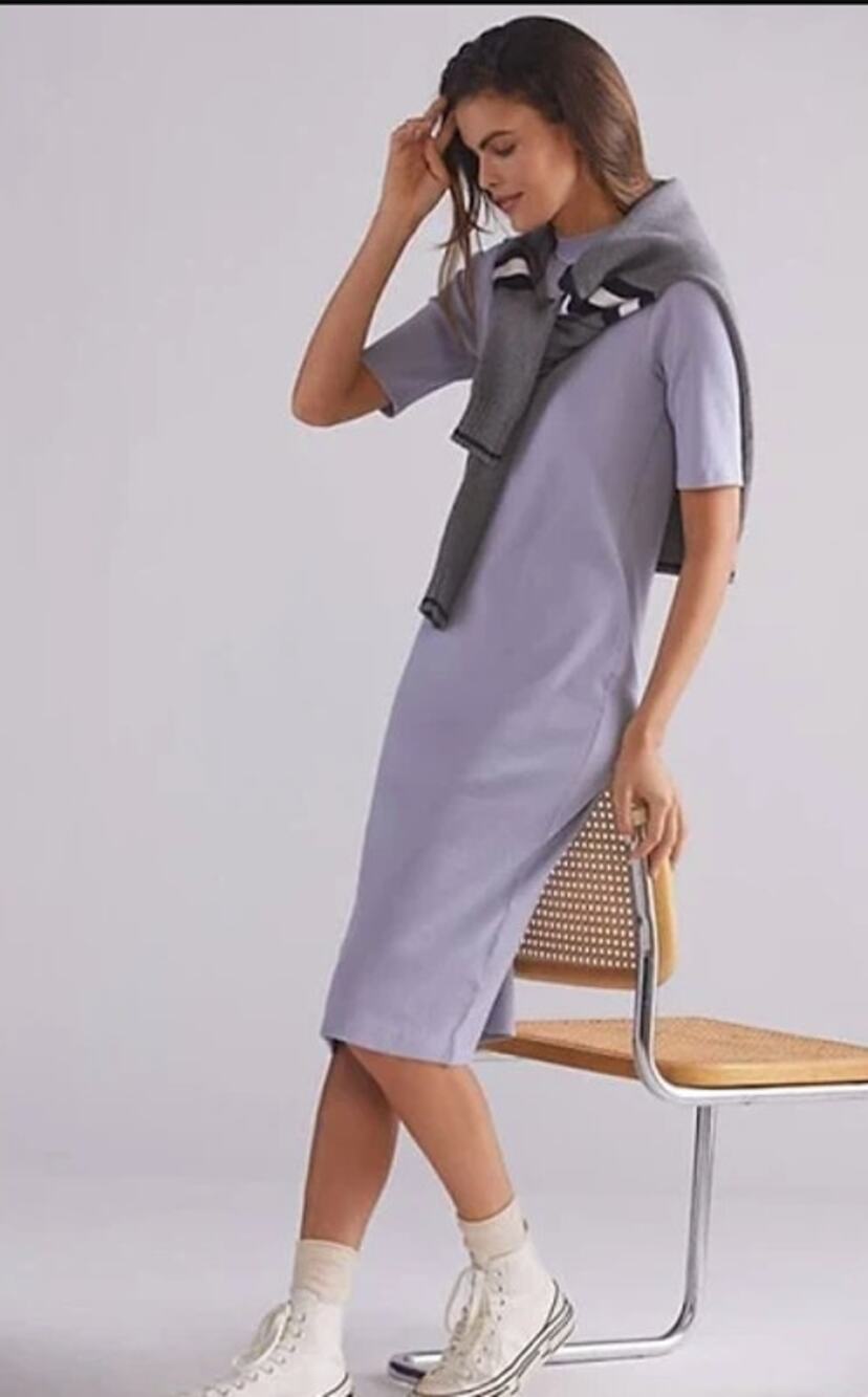 Anthropologie Daily Practice Mock Neck Midi Dress Womens Purple Size L Fall NWT